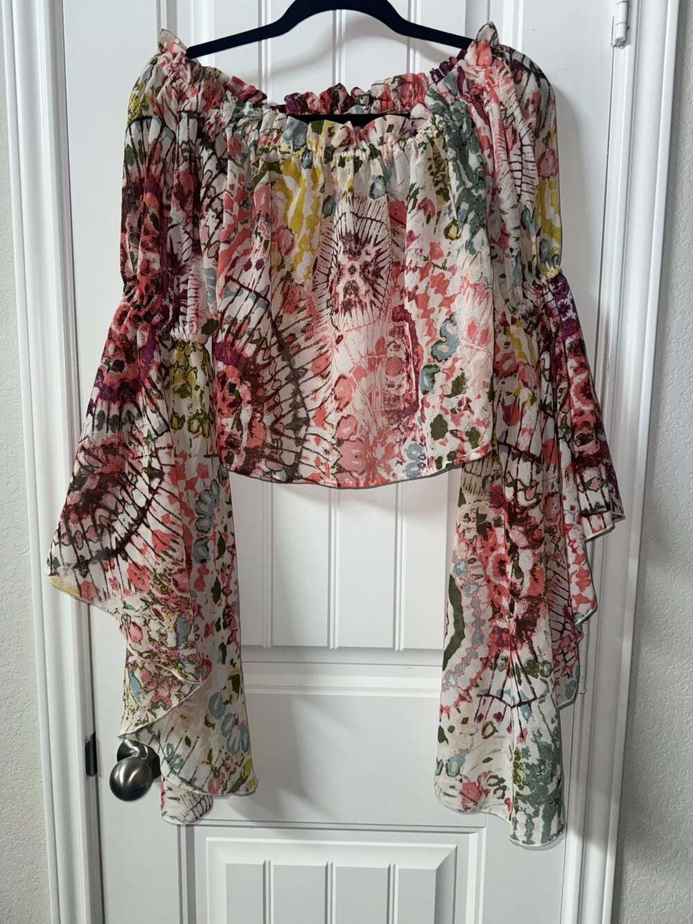 Live 4 Truth Boho Off-the-Shoulder Bell Sleeve Crop Top fairy festival